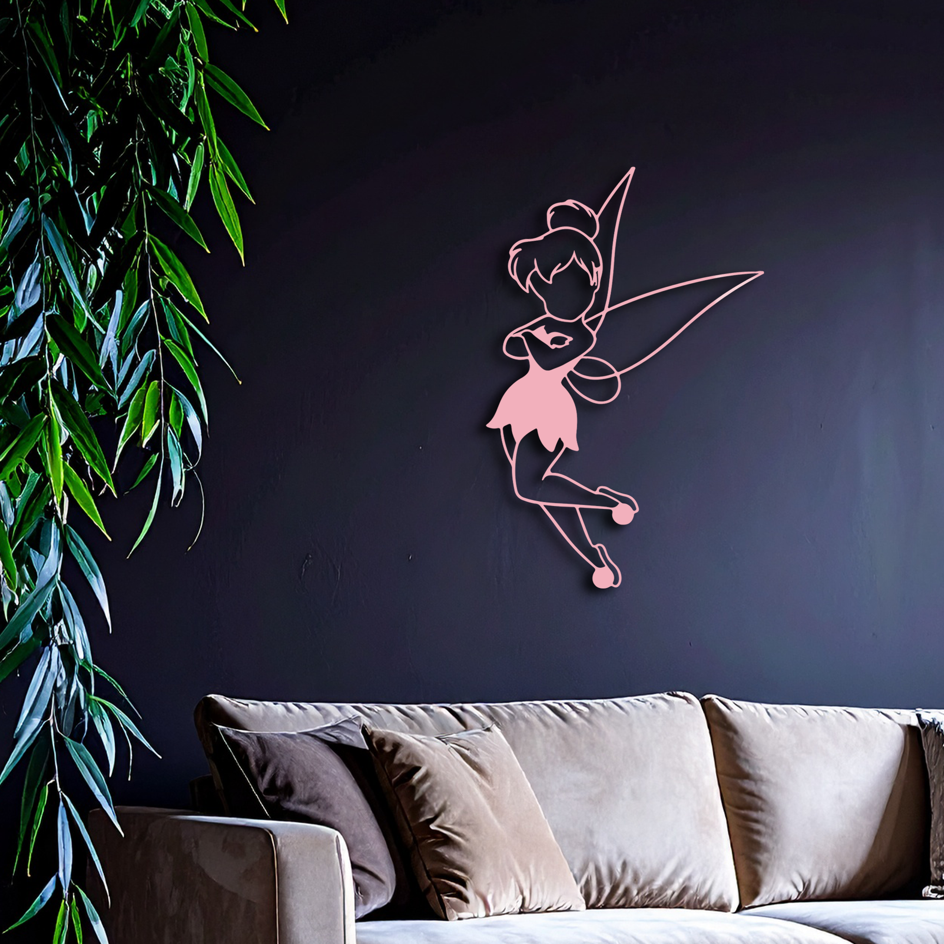 Tinkerbell Fairy Silhouette Metal Wall Art – Whimsical Fantasy Decor - KAFGP072 - Tampa Home & Garden Store