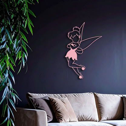 Tinkerbell Fairy Silhouette Metal Wall Art – Whimsical Fantasy Decor - KAFGP072 - Tampa Home & Garden Store