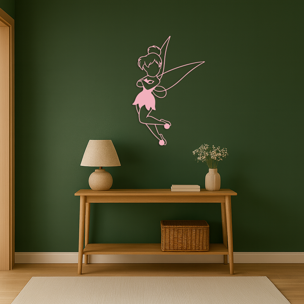 Tinkerbell Fairy Silhouette Metal Wall Art – Whimsical Fantasy Decor - KAFGP072 - Tampa Home & Garden Store