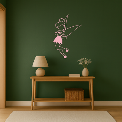 Tinkerbell Fairy Silhouette Metal Wall Art – Whimsical Fantasy Decor - KAFGP072 - Tampa Home & Garden Store