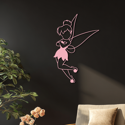 Tinkerbell Fairy Silhouette Metal Wall Art – Whimsical Fantasy Decor - KAFGP072 - Tampa Home & Garden Store