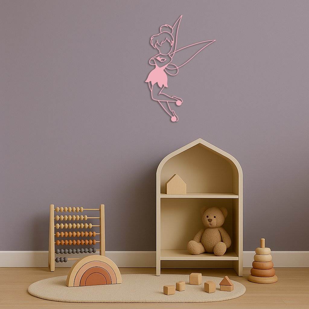 Tinkerbell Fairy Silhouette Metal Wall Art – Whimsical Fantasy Decor - KAFGP072 - Tampa Home & Garden Store