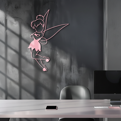 Tinkerbell Fairy Silhouette Metal Wall Art – Whimsical Fantasy Decor - KAFGP072 - Tampa Home & Garden Store