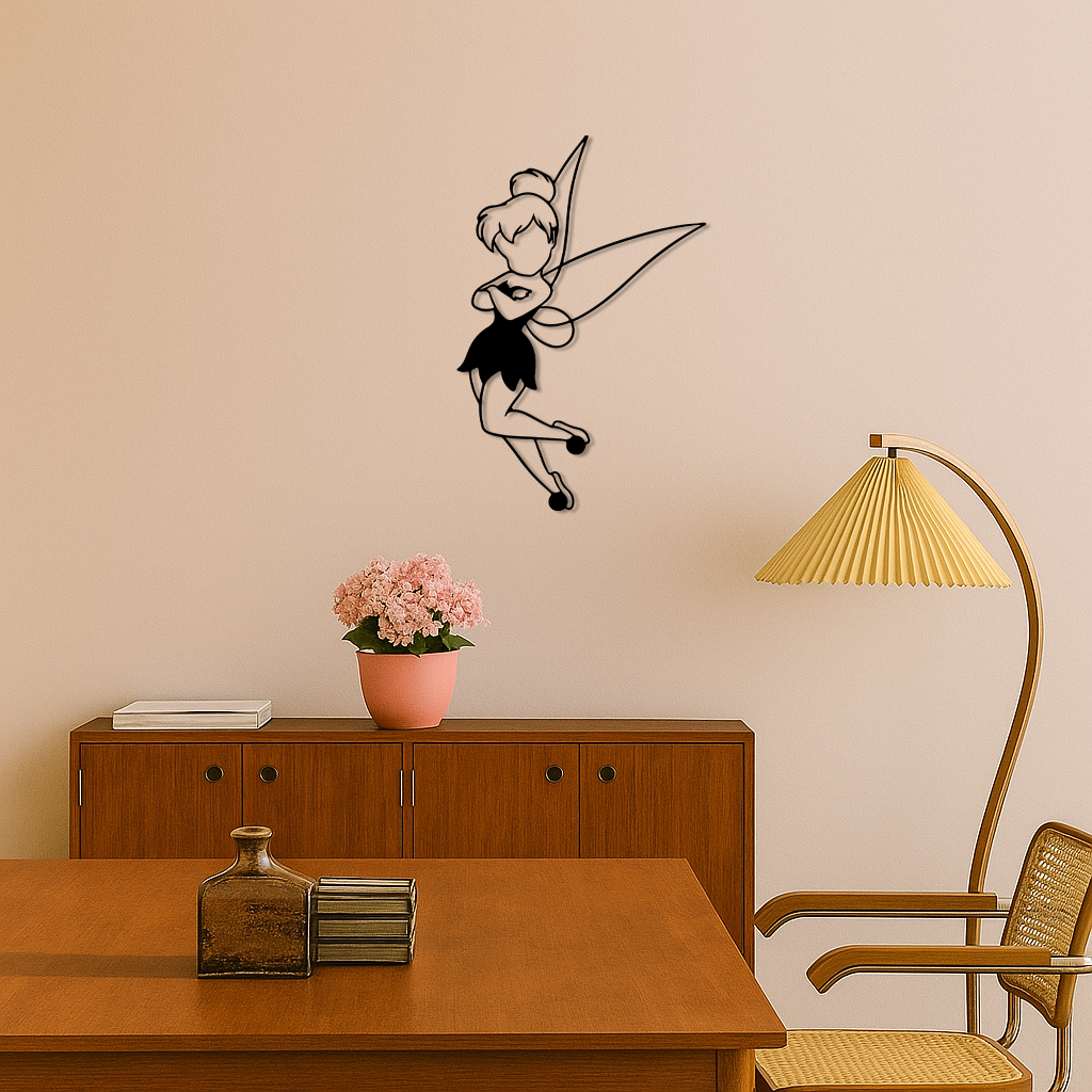 Tinkerbell Fairy Silhouette Metal Wall Art – Whimsical Fantasy Decor - KAFGP072 - Tampa Home & Garden Store