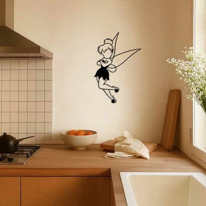 Tinkerbell Fairy Silhouette Metal Wall Art – Whimsical Fantasy Decor - KAFGP072 - Tampa Home & Garden Store