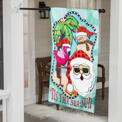 Tis The Sea-Sun Applique House Flag - Tampa Home & Garden Store