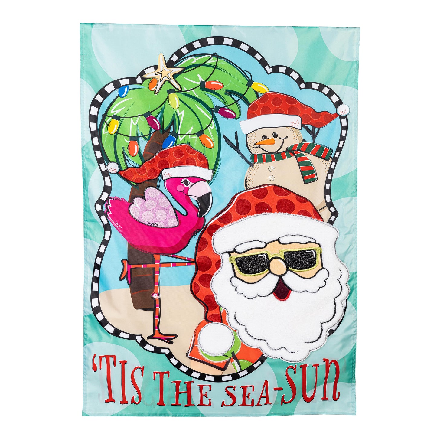 Tis The Sea-Sun Applique House Flag - Tampa Home & Garden Store