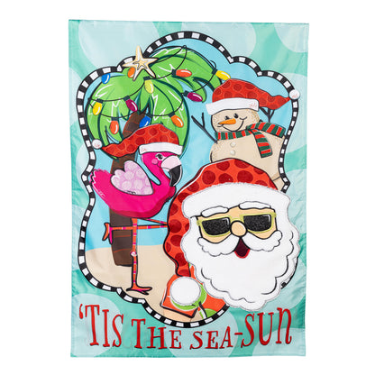 Tis The Sea-Sun Applique House Flag - Tampa Home & Garden Store