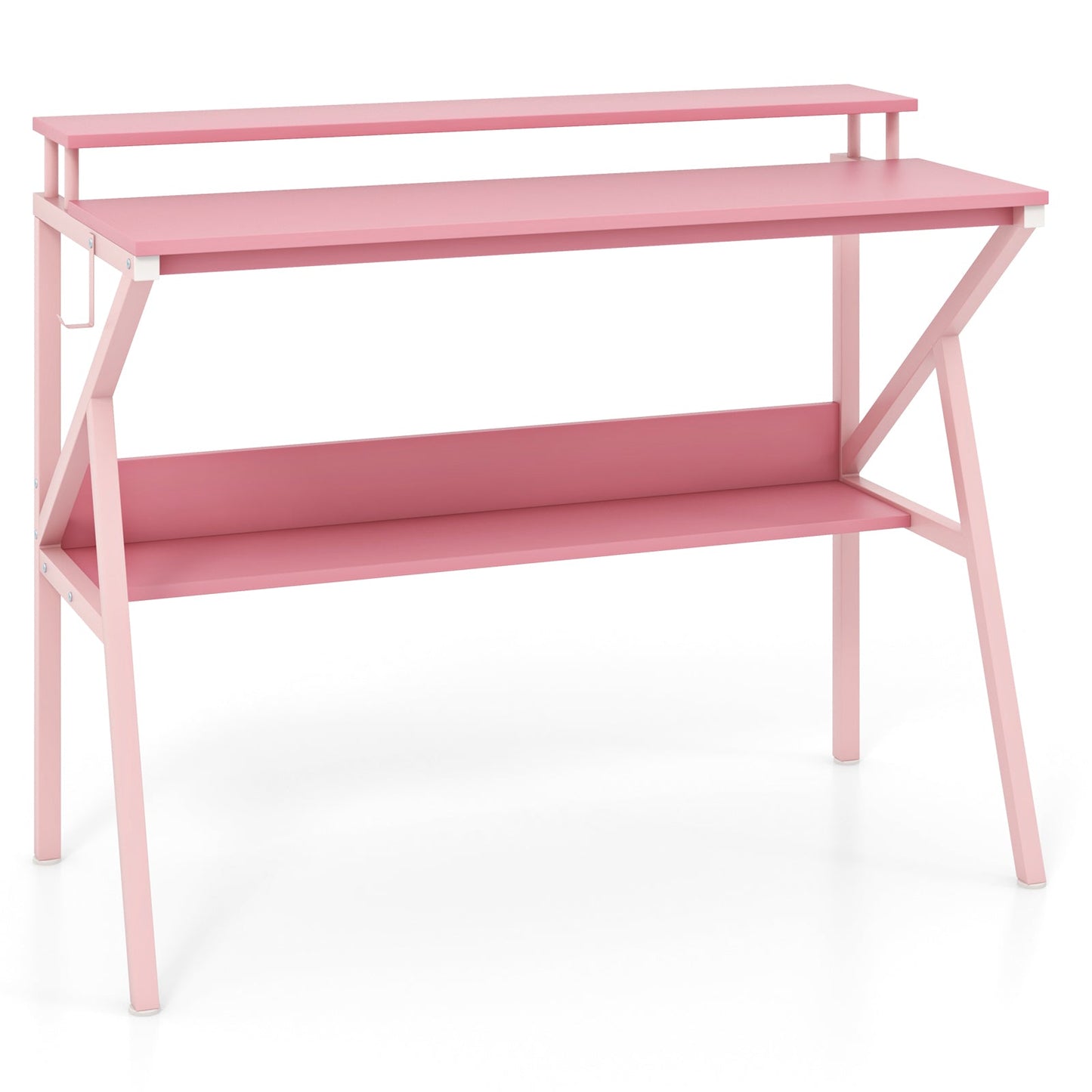 Space Saving Computer Desk with Monitor Stand and Extra Storage Shelf for Work Study