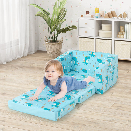 Kids Recliner Sofa Converts to Sleeper Bed for Boys Girls-Blue - Tampa Home & Garden Store