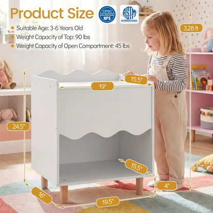 Toddler Scalloped Side Table With Open Storage