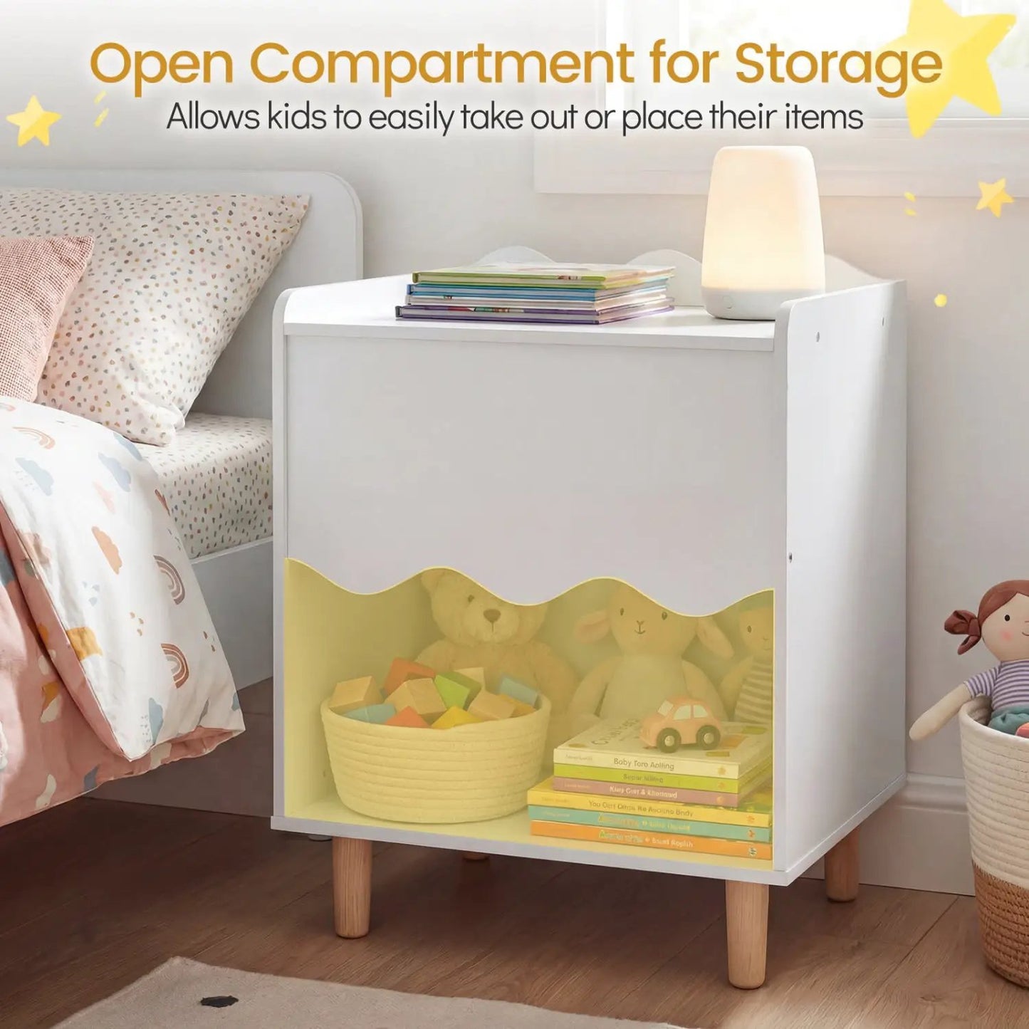 Toddler Scalloped Side Table With Open Storage