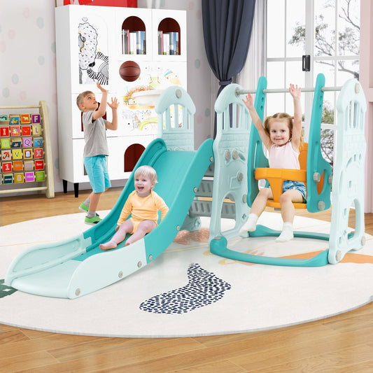 Toddler Slide and Swing Set  with Extra-long Slide Height Adjustable Swing Basketball Hoop and Climber - Tampa Home & Garden Store