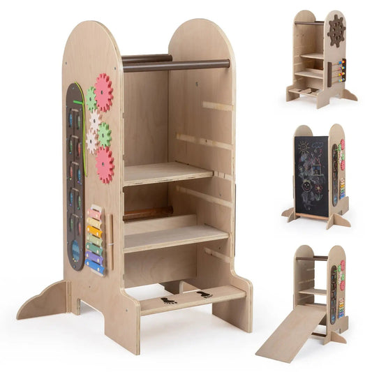 Toddler Standing Tower with Chalkboard and Slide