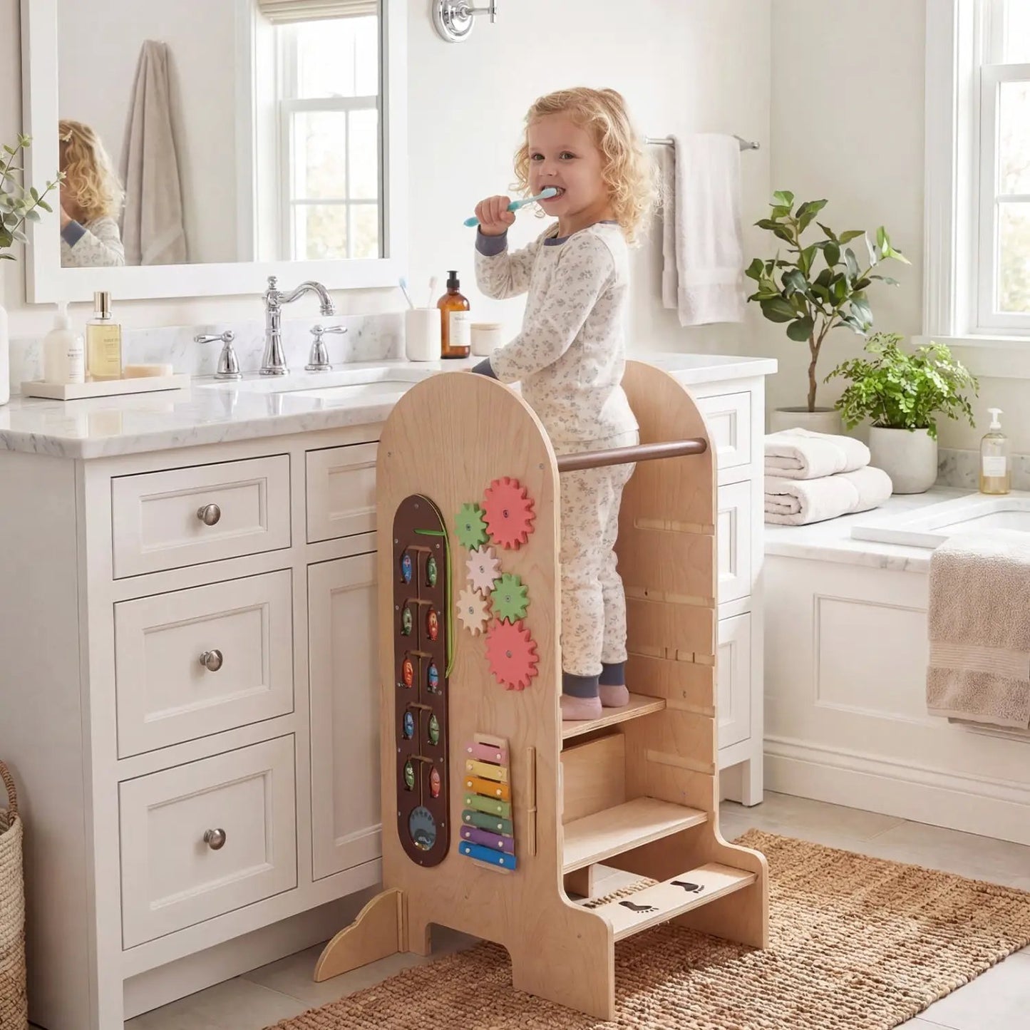 Toddler Standing Tower with Chalkboard and Slide