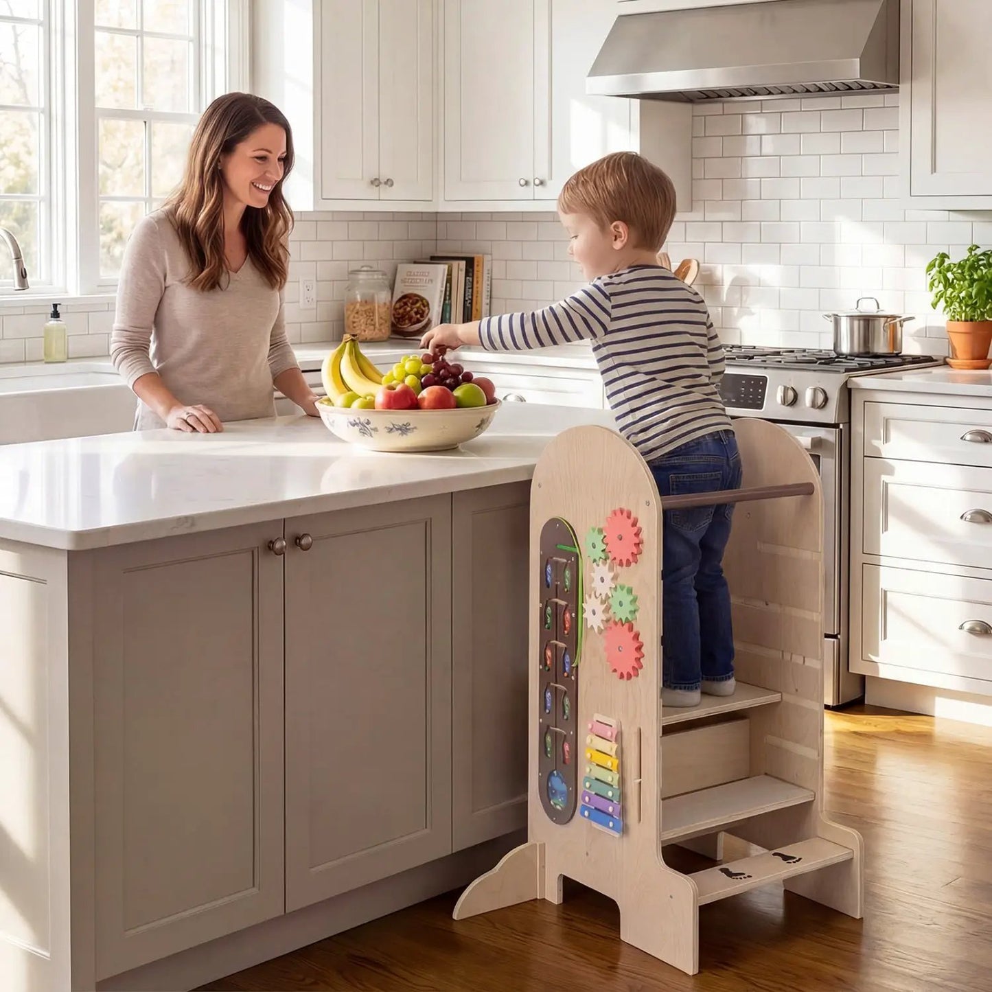 Toddler Standing Tower with Chalkboard and Slide