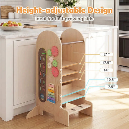 Toddler Standing Tower with Chalkboard and Slide