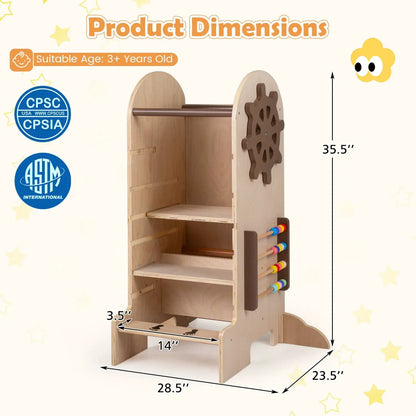 Toddler Standing Tower with Chalkboard and Slide