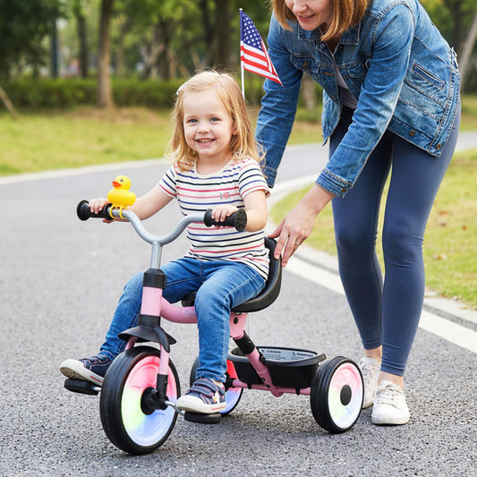 Toddler Tricycle with 3-Position Seat and Storage Basket for Kids - Tampa Home & Garden Store