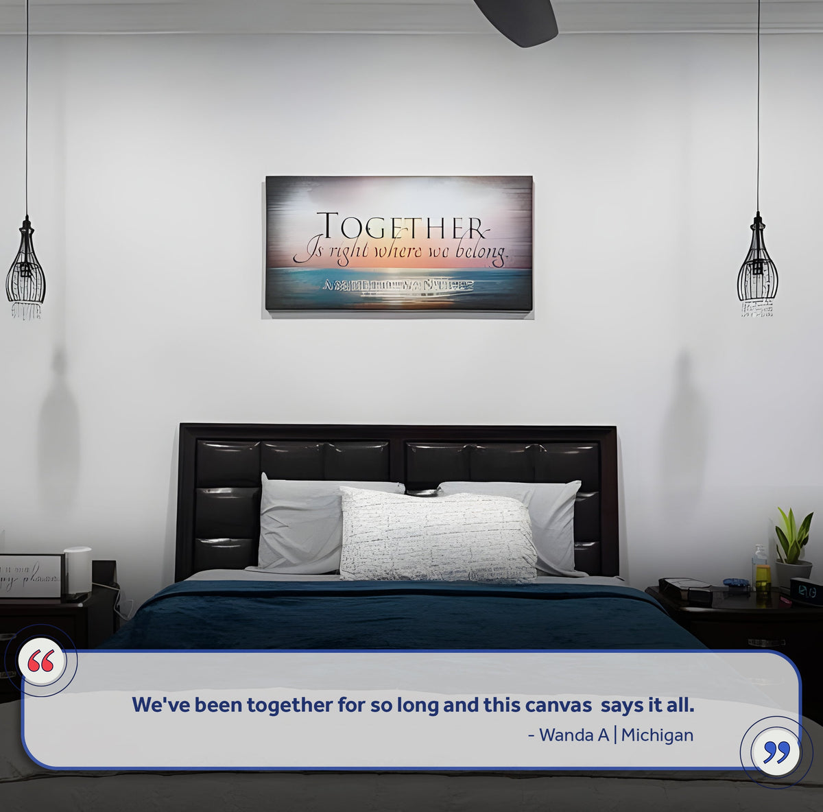 Together Sign VI canvas wall art by Tailored Canvases with a gradient sunset over water on Tampa Home & Garden Store