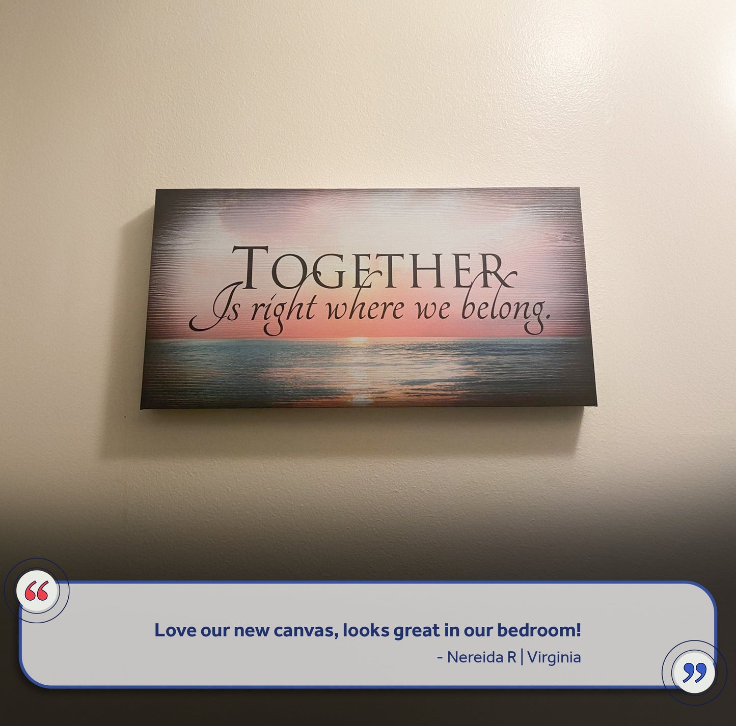 Together Sign VI canvas by Tailored Canvases with sunset gradient and elegant serif typography on Tampa Home & Garden Store