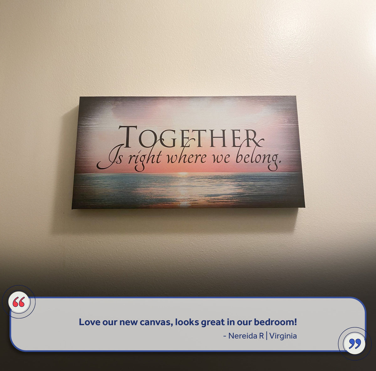 Together Sign VI canvas by Tailored Canvases with sunset gradient and elegant serif typography on Tampa Home & Garden Store