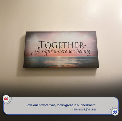 Together Sign VI canvas by Tailored Canvases with sunset gradient and elegant serif typography on Tampa Home & Garden Store