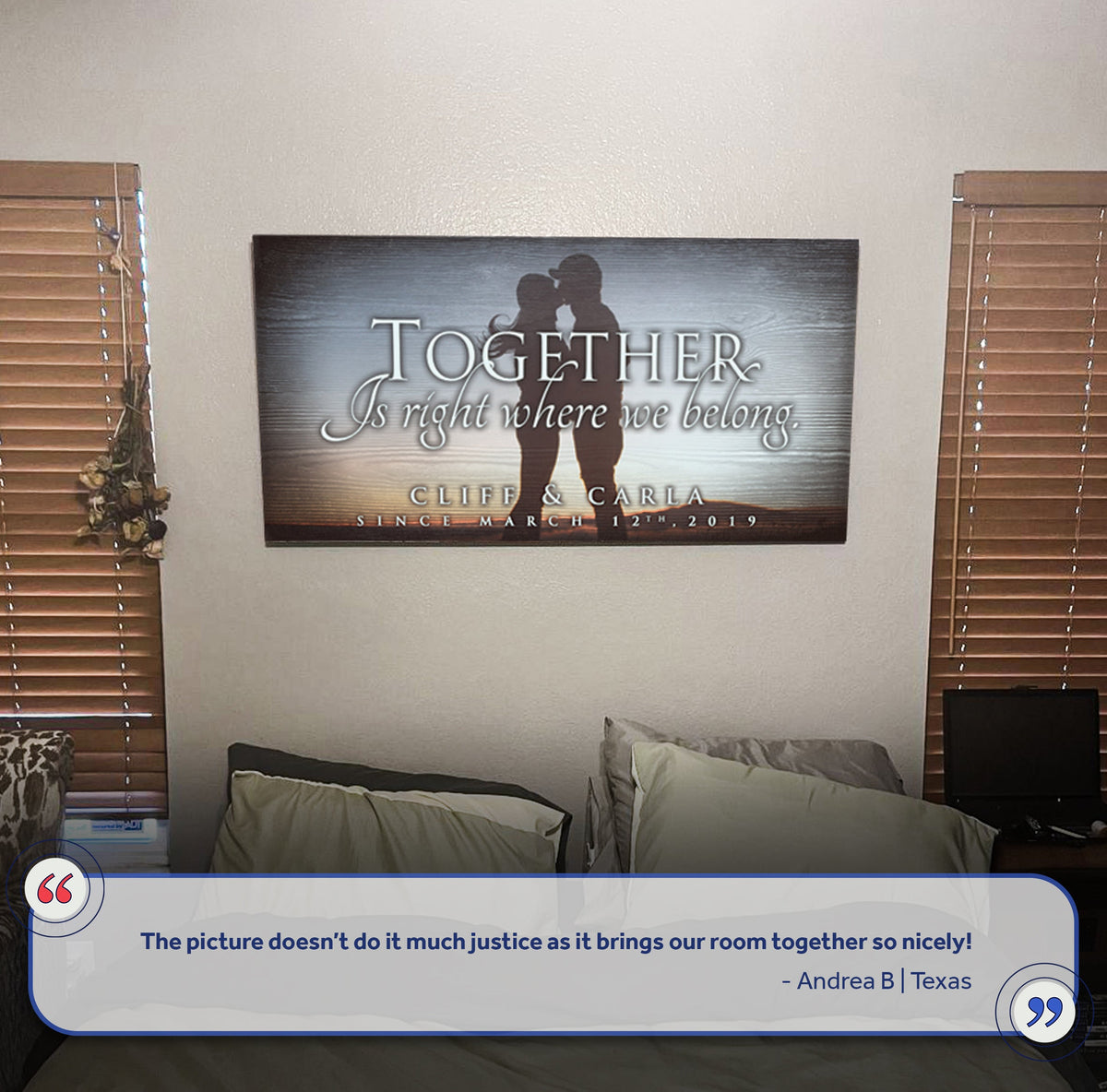 Together Sign V canvas by Tailored Canvases with silhouetted couple and romantic script on Tampa Home & Garden Store