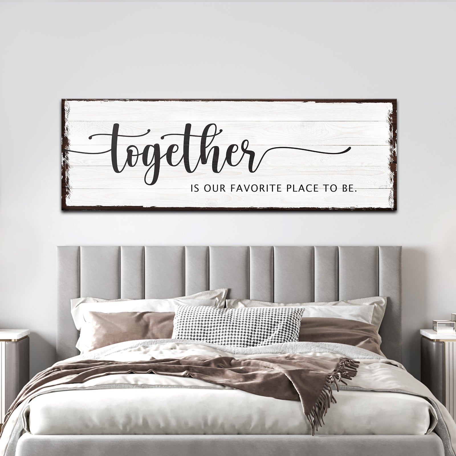 Canvas sign Together Is Our Place To Be by Tailored Canvases, whitewashed plank on Tampa Home & Garden Store