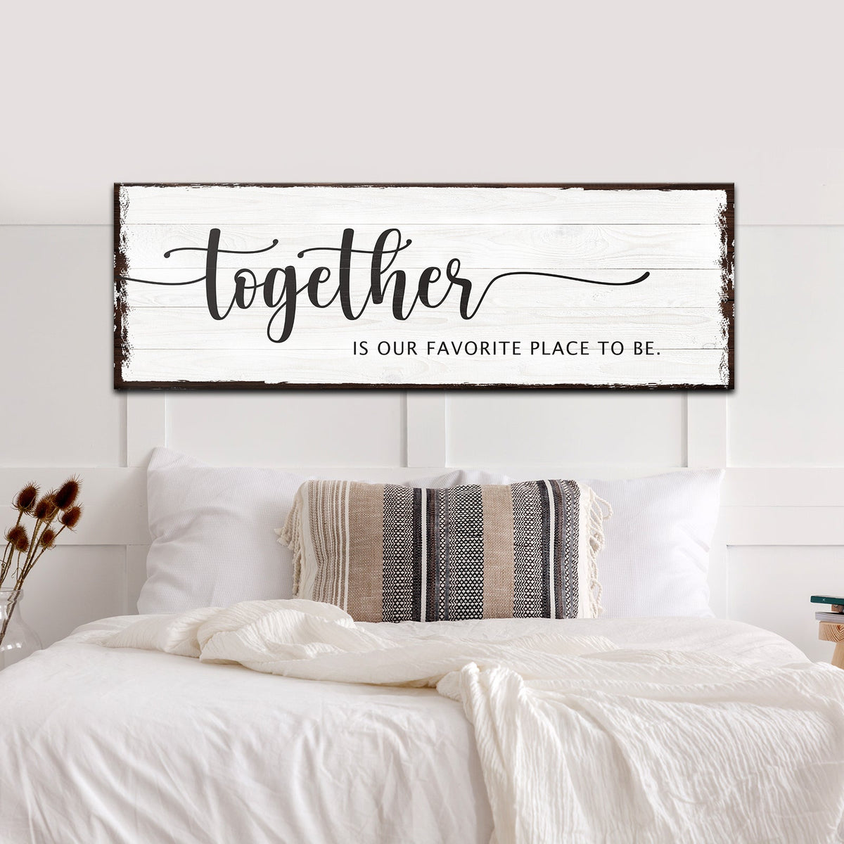 Together Is Our Place To Be Sign canvas whitewashed wood Tailored Canvases crafting canvas on Tampa Home & Garden Store