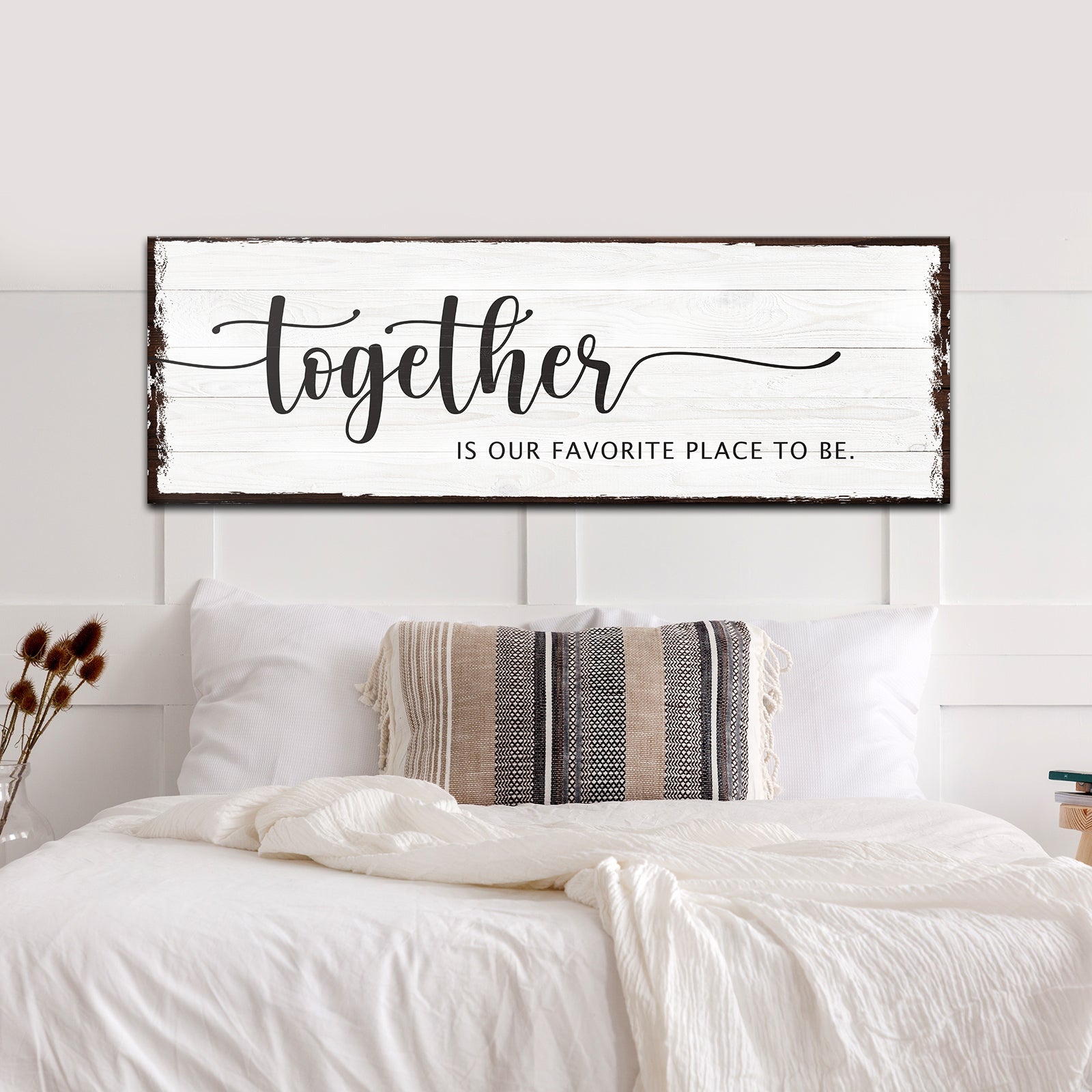 Together Is Our Place To Be Sign canvas whitewashed wood Tailored Canvases crafting canvas on Tampa Home & Garden Store