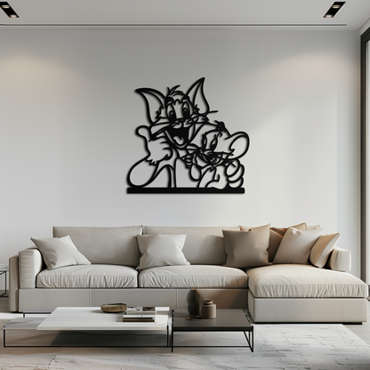 Tom and Jerry Metal Wall Art – Classic Cartoon Duo Silhouette for Fans- KAF665 - Tampa Home & Garden Store