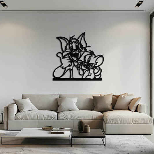 Tom and Jerry Metal Wall Art – Classic Cartoon Duo Silhouette for Fans- KAF665 - Tampa Home & Garden Store