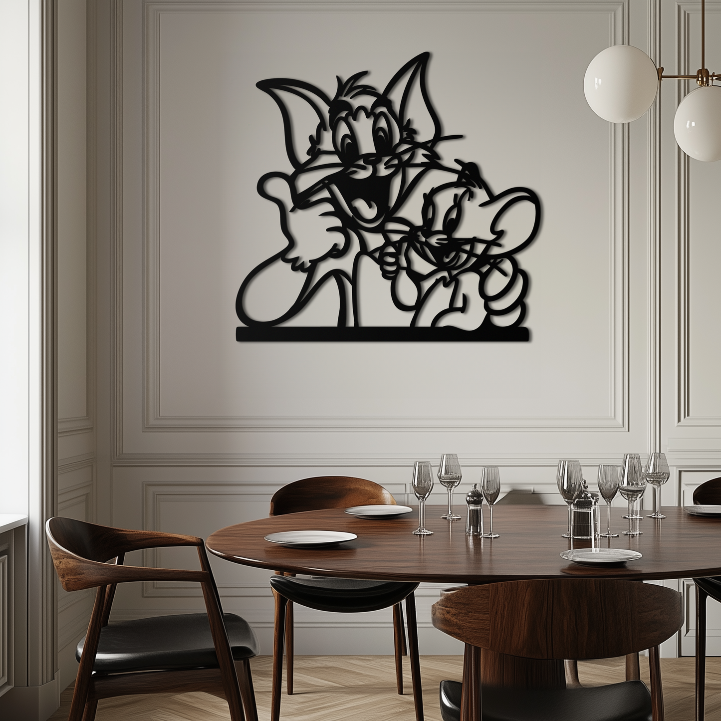 Tom and Jerry Metal Wall Art – Classic Cartoon Duo Silhouette for Fans- KAF665 - Tampa Home & Garden Store