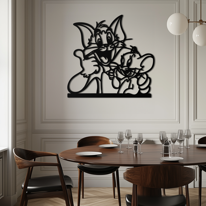Tom and Jerry Metal Wall Art – Classic Cartoon Duo Silhouette for Fans- KAF665 - Tampa Home & Garden Store