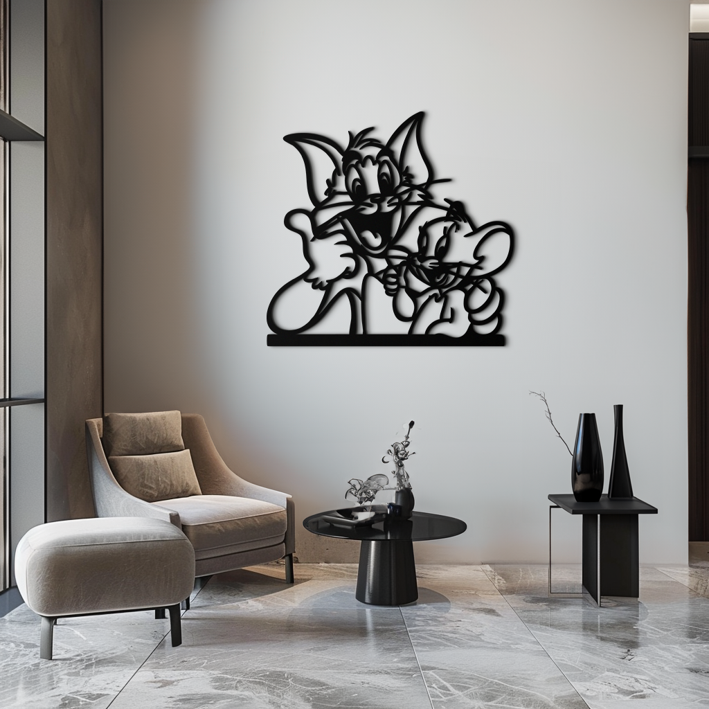 Tom and Jerry Metal Wall Art – Classic Cartoon Duo Silhouette for Fans- KAF665 - Tampa Home & Garden Store