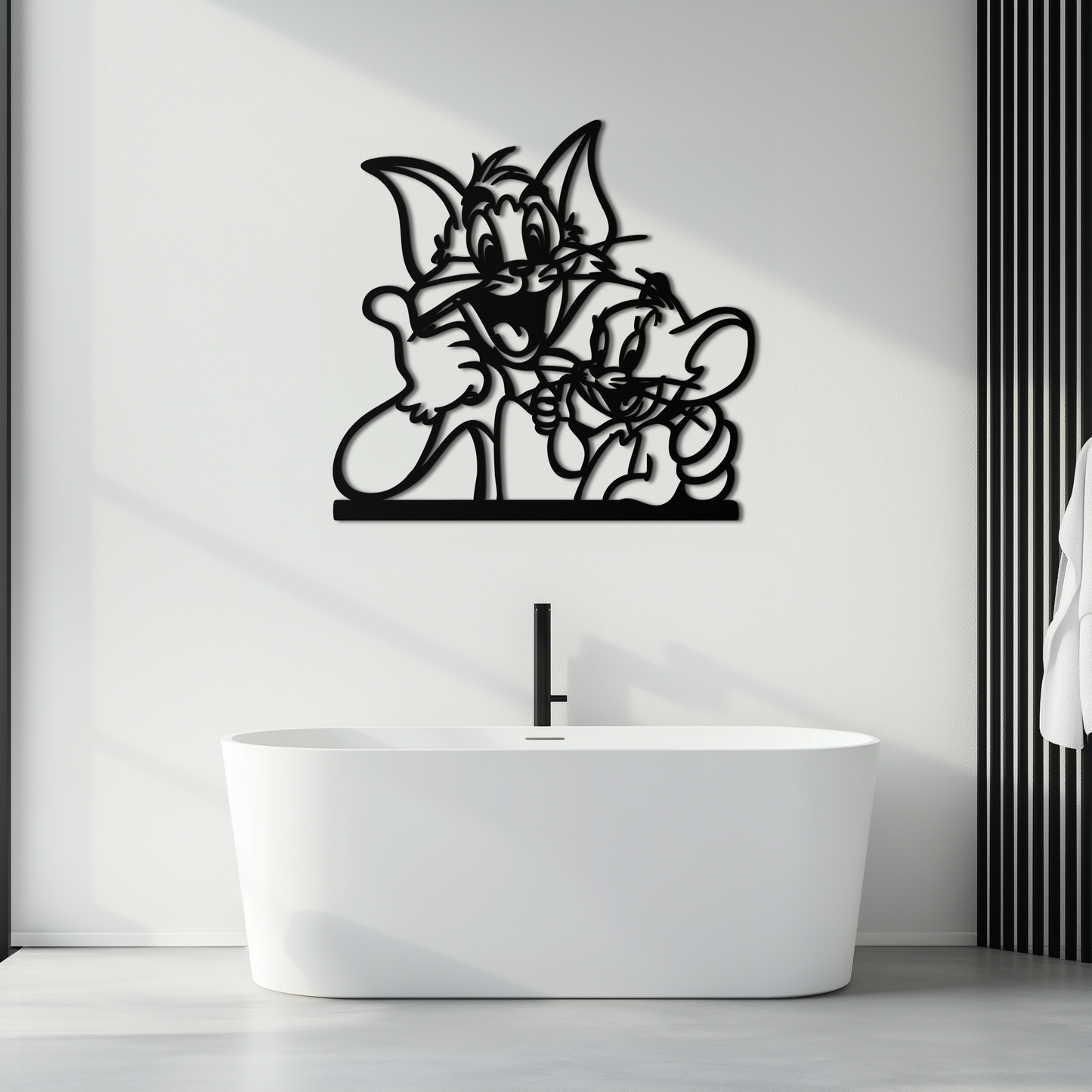 Tom and Jerry Metal Wall Art – Classic Cartoon Duo Silhouette for Fans- KAF665 - Tampa Home & Garden Store