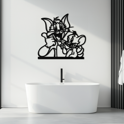 Tom and Jerry Metal Wall Art – Classic Cartoon Duo Silhouette for Fans- KAF665 - Tampa Home & Garden Store