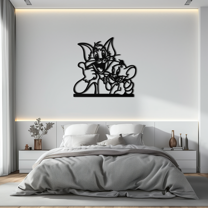 Tom and Jerry Metal Wall Art – Classic Cartoon Duo Silhouette for Fans- KAF665 - Tampa Home & Garden Store