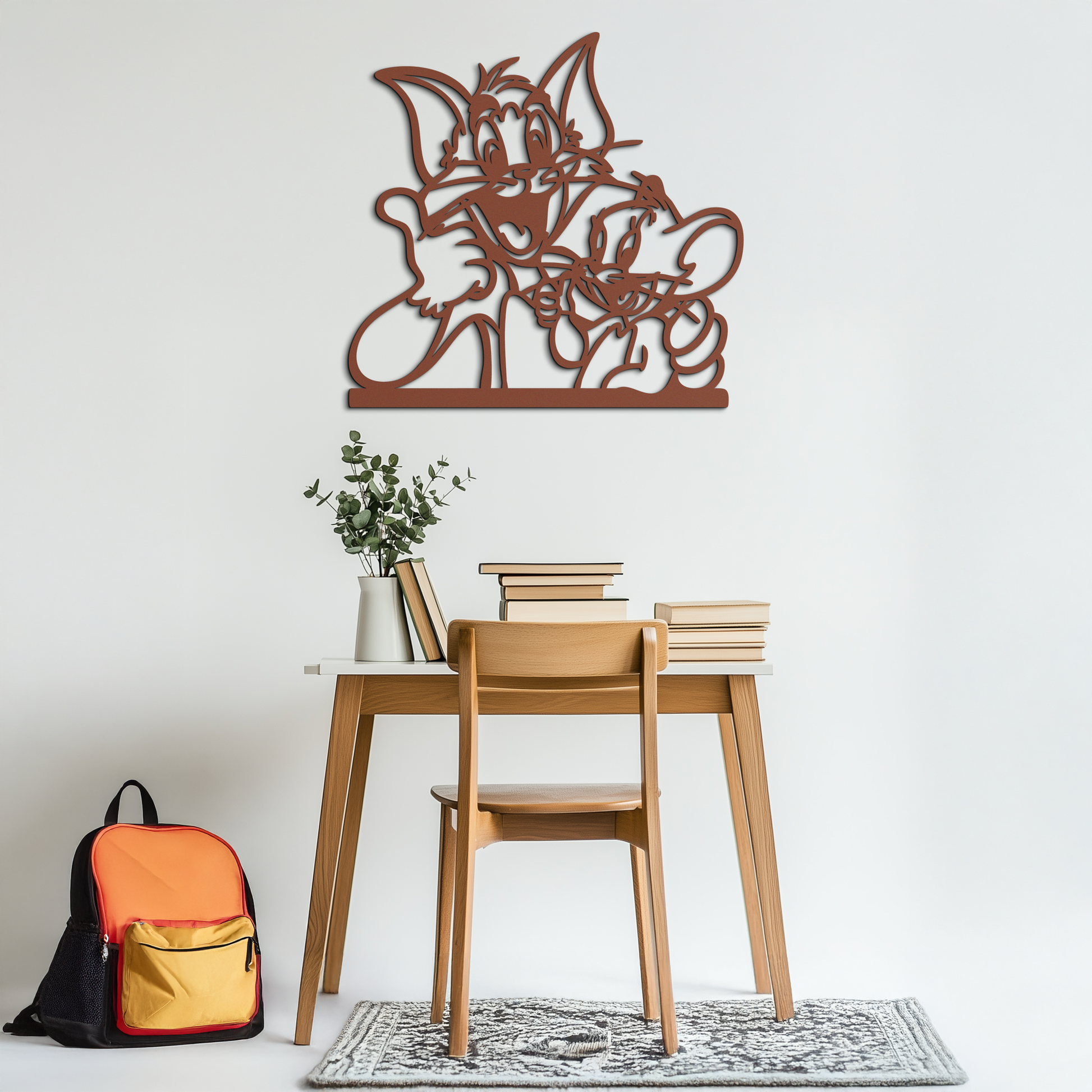 Tom and Jerry Metal Wall Art – Classic Cartoon Duo Silhouette for Fans- KAF665 - Tampa Home & Garden Store