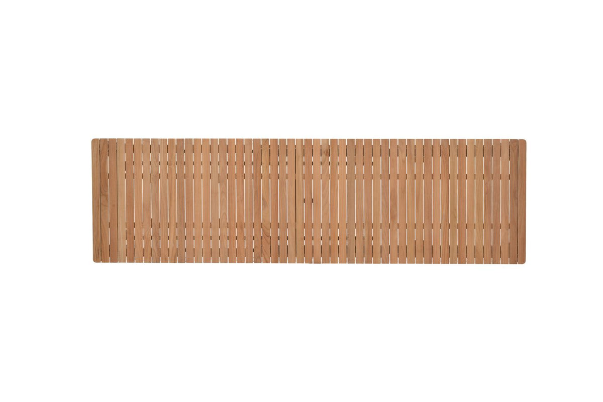 Topaz dark teak aluminum rectangular extendable outdoor table with slatted teak top on Tampa Home & Garden Store