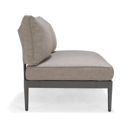 Topaz 2pc seating set taupe fabric cushions on dark gray metal frame LifestyleGarden US on Tampa Home & Garden Store