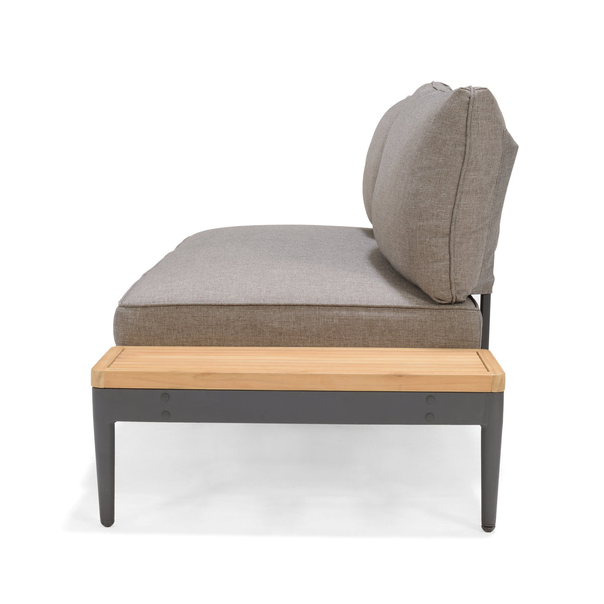 Topaz 2pc Seating Set gray outdoor chair with natural wood tray table by LifestyleGarden US on Tampa Home & Garden Store