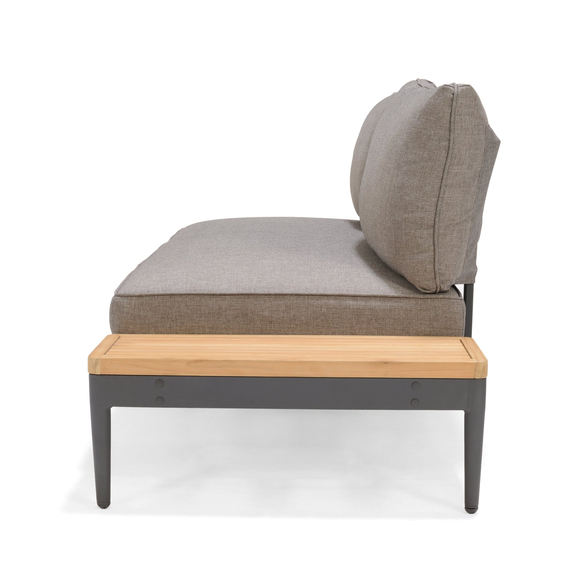 Topaz 2pc Seating Set gray outdoor chair with natural wood tray table by LifestyleGarden US on Tampa Home & Garden Store
