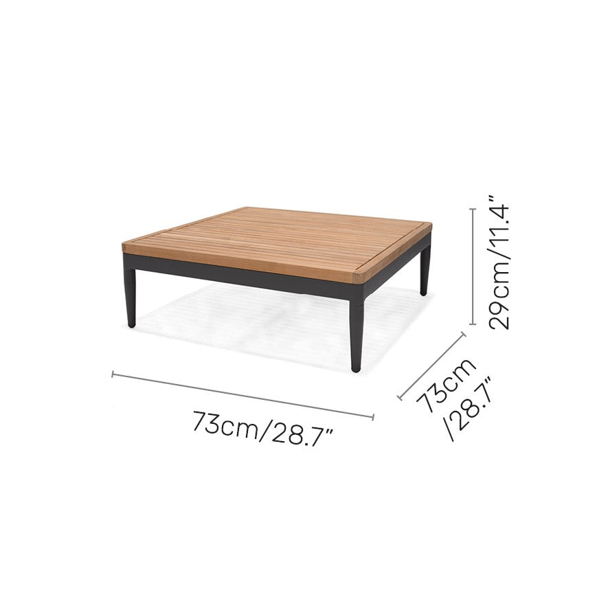 Topaz Square Coffee Table, natural wood top with black frame, 73x73 cm LifestyleGarden US on Tampa Home & Garden Store