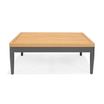 Topaz Square Coffee Table natural wood slat top on gray metal frame LifestyleGarden US on Tampa Home & Garden Store