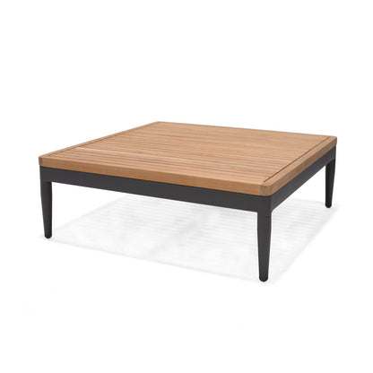 Topaz Square Coffee Table with natural wood slatted top and black tapered legs on Tampa Home & Garden Store