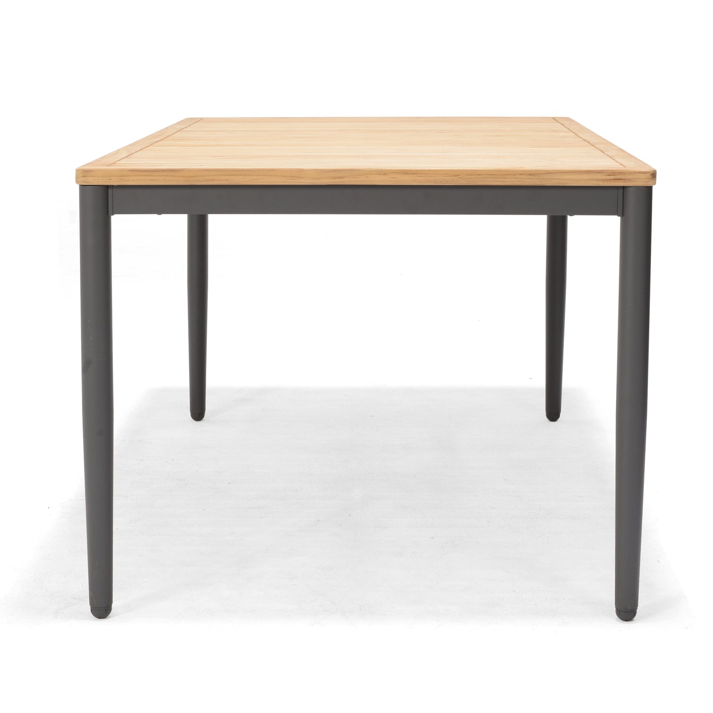 Topaz 9 Piece Teak Big Rectangular Dining Set table with teak top and dark gray metal legs on Tampa Home & Garden Store