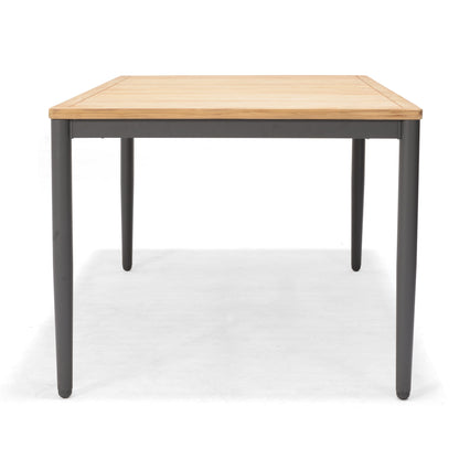 Topaz 9 Piece Teak Big Rectangular Dining Set table with teak top and dark gray metal legs on Tampa Home & Garden Store
