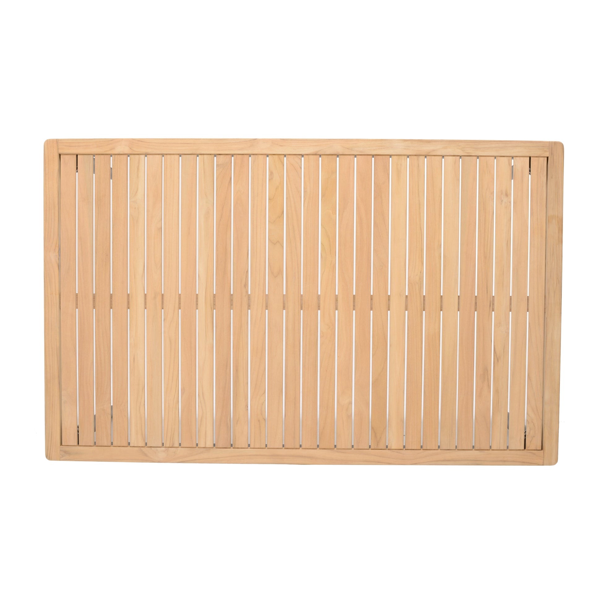 Topaz 9 Piece Teak Rectangular Dining Set back panel in natural teak with vertical slats on Tampa Home & Garden Store